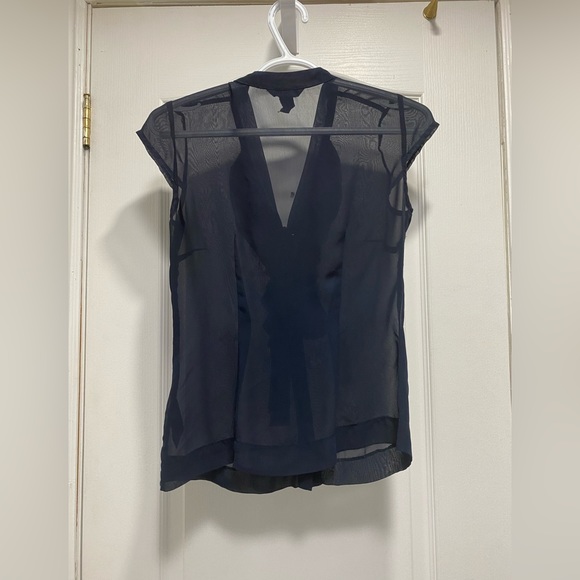 H&M Size 4 Navy Blue Sheer Blouse. - Picture 3 of 4